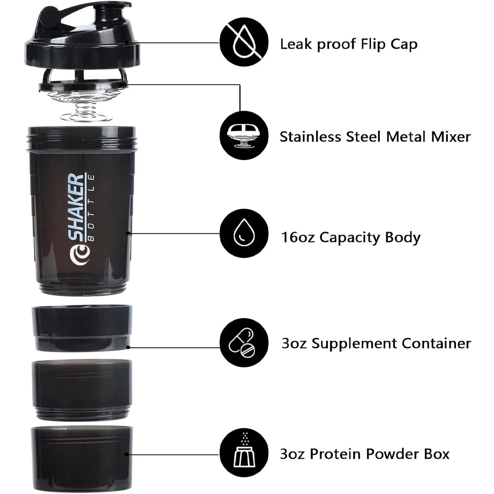 Premium Protein Shaker Cup 20 oz Protein Shaker Cup with Metal Stirrer, Great for Protein Shakes and Pre-Workout Drinks